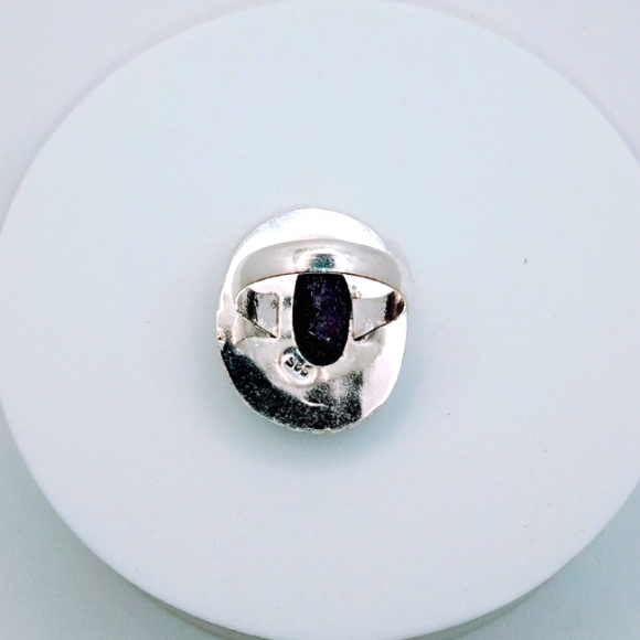 STERLING SILVER ROUGH AMETHYST GEMSTONE RING - Picture 3 of 3